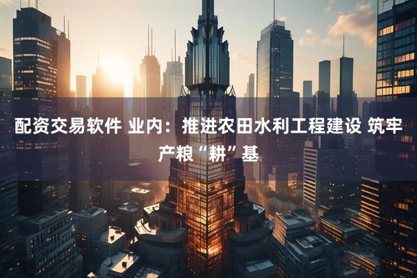 配资交易软件 业内：推进农田水利工程建设 筑牢产粮“耕”基