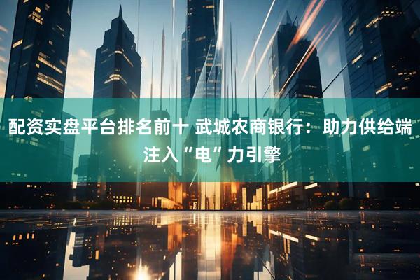 配资实盘平台排名前十 武城农商银行：助力供给端 注入“电”力引擎