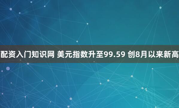 配资入门知识网 美元指数升至99.59 创8月以来新高