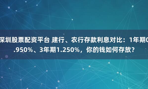 深圳股票配资平台 建行、农行存款利息对比：1年期0.950%、3年期1.250%，你的钱如何存放？